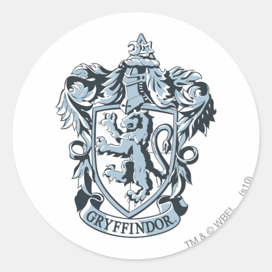 Harry Potter | Wapen van Gryffindor Blauw Ronde Sticker (Voorkant)