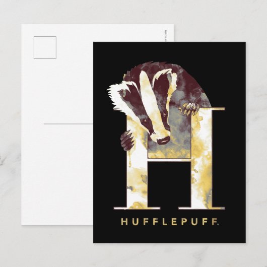 Harry Potter | Waterverf HUFFLEPUFF™-badger Briefkaart (Voorkant / Achterkant)