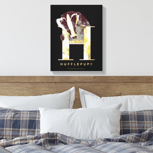 Harry Potter | Waterverf HUFFLEPUFF™-badger Canvas Afdruk (Insitu (Slaapkamer))
