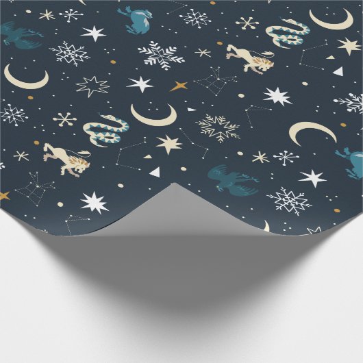 Harry Potter | Winter Constellation Pattern Cadeaupapier (Hoek)