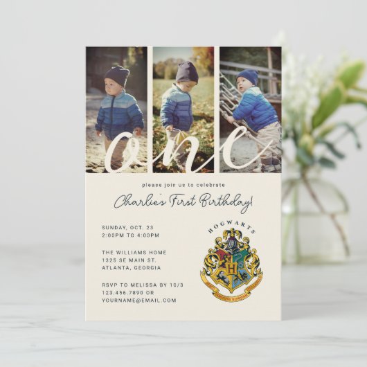 Harry Potter | Zweinstein 1e Verjaardag Foto Kaart (Staand voorkant)