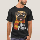 Harry Pugger Funny Pug Eigenaar Wizard Lover T-shirt (Voorkant)