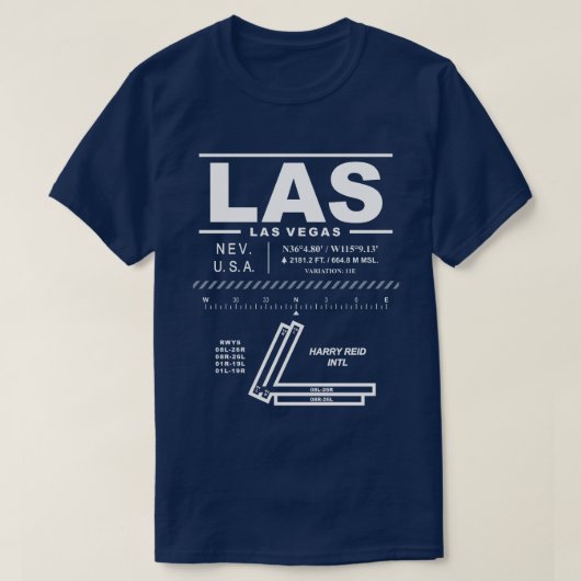 Harry Reid International Airport LAS T-shirt (Design voorkant)
