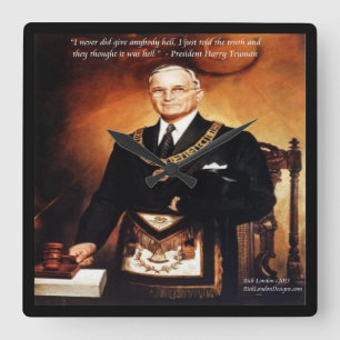 Harry Truman en "Geef ze de waarheid" Quote Wandkl Vierkante Klok