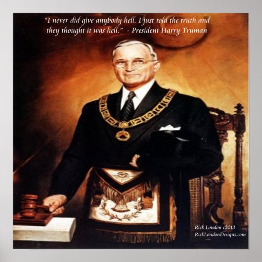 Harry Truman "Gaf ze geen donder" Quote Poster (Voorkant)