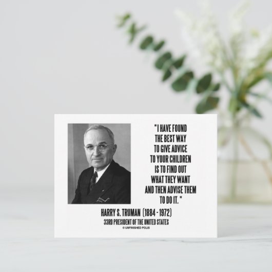 Harry Truman geeft advies aan uw kinderen Briefkaart (Staand voorkant)