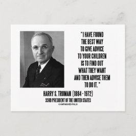 Harry Truman geeft advies aan uw kinderen Briefkaart