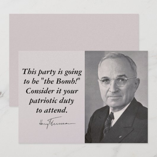 Harry Truman Uitnodiging (Voorkant / Achterkant)