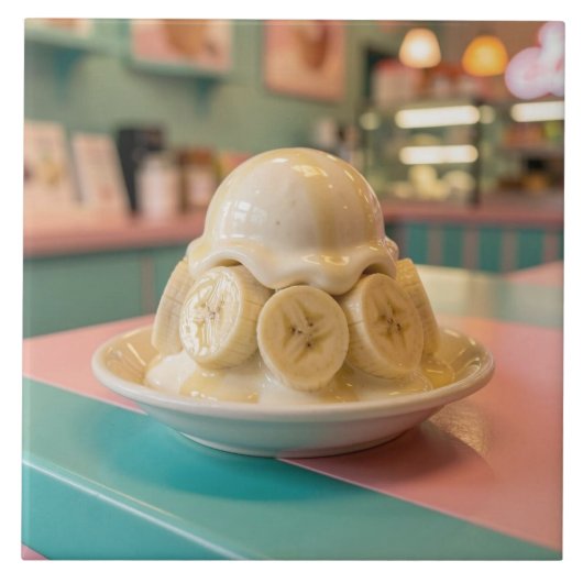 Hars Banaan Sundae | Retro IJssalon Tegeltje (Voorkant)