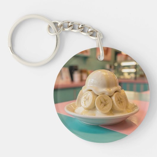 Hars Banaan Sundae | Retro Ijszaak Sleutelhanger (Voorkant)