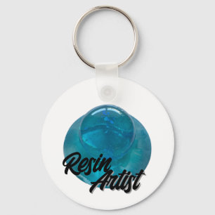 Hars Kunstenaar Blauwe Bol  Sleutelhanger