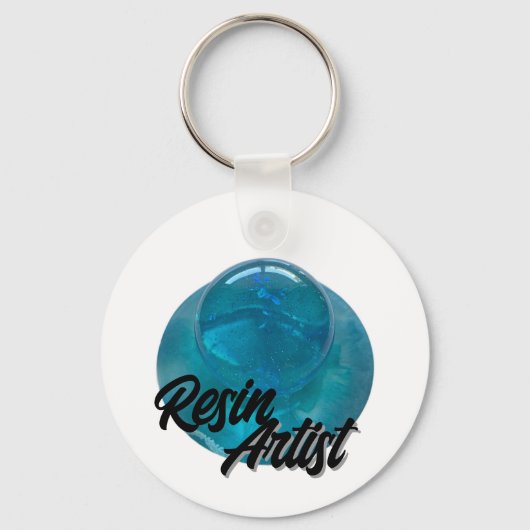 Hars Kunstenaar Blauwe Bol Sleutelhanger (Voorkant)