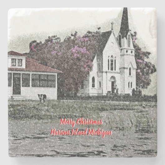Harsens Island Michigan St Marks Church 1925 Stenen Onderzetter (Voorkant)