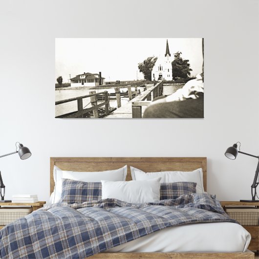 Harsens Island Michigan St Marks Church 1925 uitzi Canvas Afdruk (Insitu (Slaapkamer))