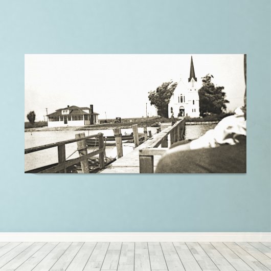 Harsens Island Michigan St Marks Church 1925 uitzi Canvas Afdruk (Insitu (Houten vloer))