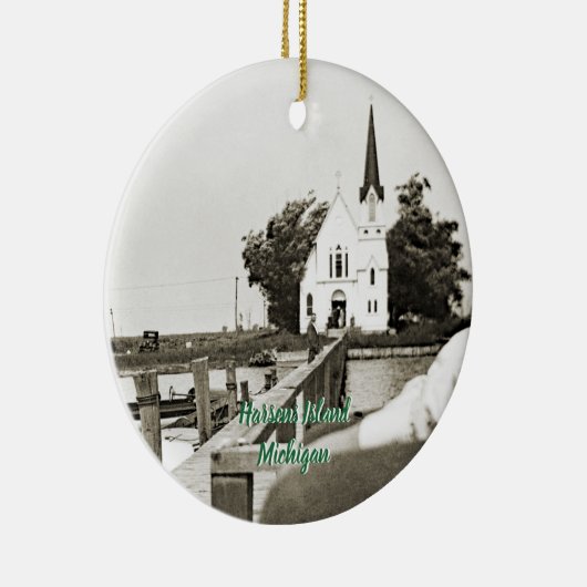 Harsens Island Michigan St Marks Church 1925 uitzi Keramisch Ornament (Rechts)