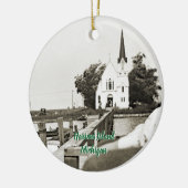 Harsens Island Michigan St Marks Church 1925 uitzi Keramisch Ornament (Links)