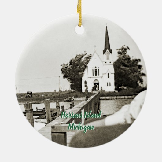 Harsens Island Michigan St Marks Church 1925 uitzi Keramisch Ornament (Achterkant)