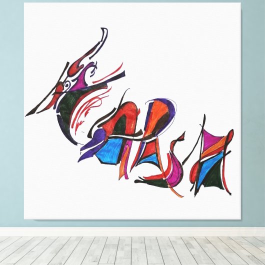 Harsh custom calligraphy art work canvas afdruk (Insitu (Houten vloer))