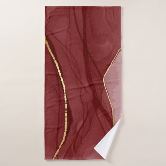 Harskunst, donkerrode marsala abstracte achtergron badhanddoek (Badhanddoek)