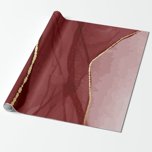 Harskunst, donkerrode marsala abstracte achtergron cadeaupapier (Uitgerold)