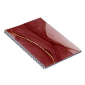 Harskunst, donkerrode marsala abstracte achtergron notitieboek (Rechterzijde)