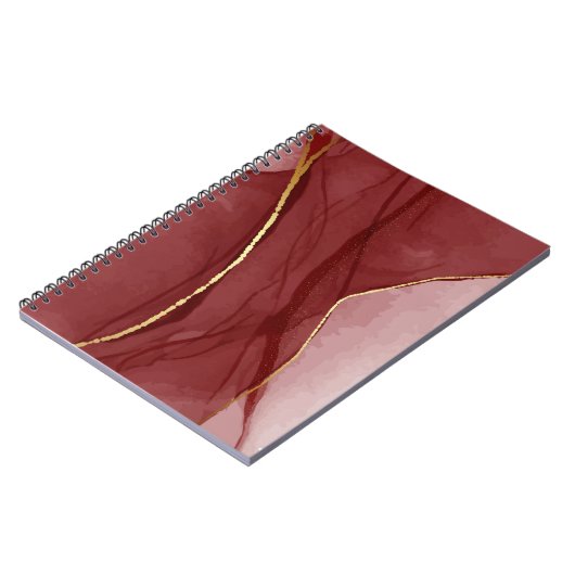 Harskunst, donkerrode marsala abstracte achtergron notitieboek (Linkerzijde)