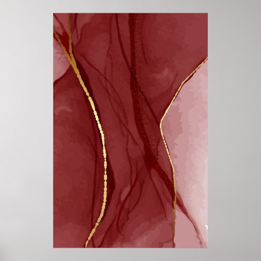 Harskunst, donkerrode marsala abstracte achtergron poster (Voorkant)