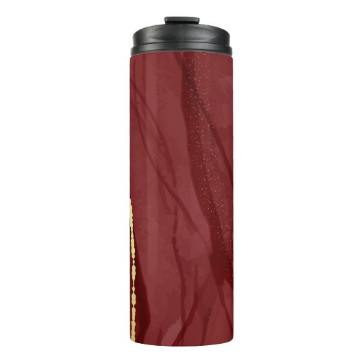 Harskunst, donkerrode marsala abstracte achtergron thermosbeker (Voorkant)