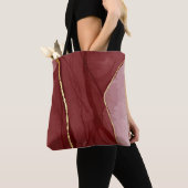 Harskunst, donkerrode marsala abstracte achtergron tote bag (Dichtbij)