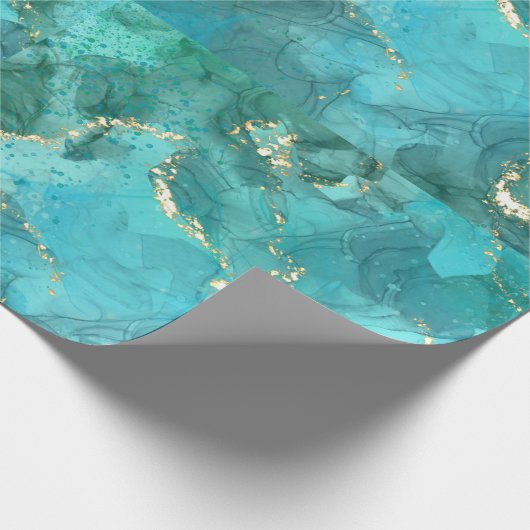 Harsontwerp Verpakkingsdocument blauwgroen Cadeaupapier (Hoek)