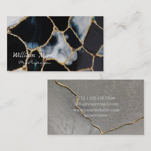 Harsschilderij Epoxy Marmeren Verf Visitekaartje (Voorkant / Achterkant)