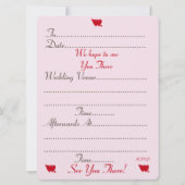 harsvormende vlamroze en rode bruiloft kaart (Achterkant)