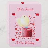 harsvormende vlamroze en rode bruiloft kaart (Voorkant / Achterkant)