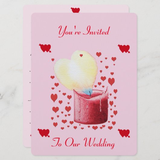 harsvormende vlamroze en rode bruiloft kaart (Voorkant / Achterkant)