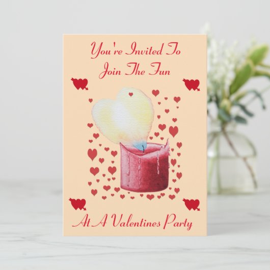 harsvormig vlamrode kaars valentijn kaart (Staand voorkant)