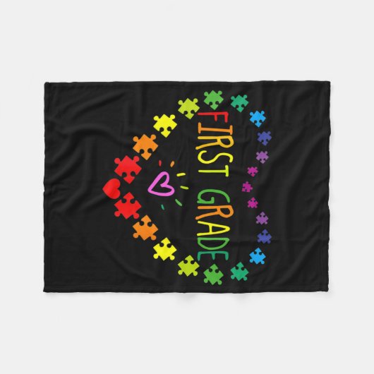 Hart 100e dag van de eerste graad leraar autisme A Fleece Deken (Voorkant (Horizontaal))