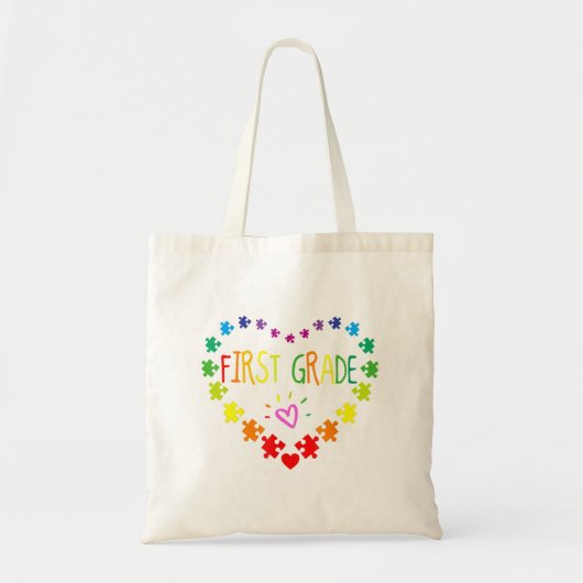 Hart 100e dag van de eerste graad leraar autisme A Tote Bag (Voorkant)