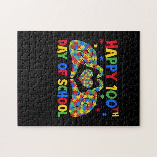 Hart 100e dag van het bewustzijn van leraren autis legpuzzel (Horizontaal)