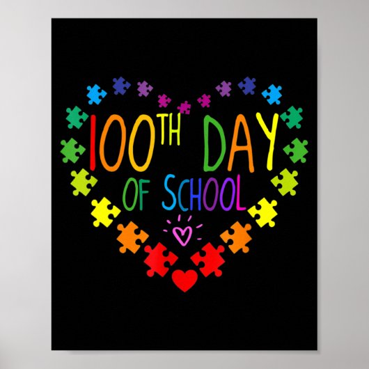 Hart 100e dag van het bewustzijn van leraren autis poster (Voorkant)