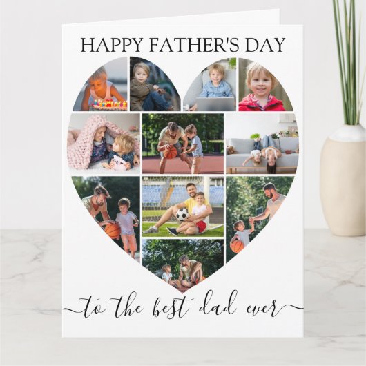 Hart 11 Foto Collage Beste pap ooit Vaderdag Kaart (Voorkant)