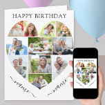 Hart 11 Foto Collage Twins Names Script Birthday Kaart<br><div class="desc">Happy Birthday-kaart voor tweelingen met een liefdesfoto-collage. Het fotomalplaatje is opstelling voor u om uw afbeeldingen toe te voegen, werkend in rijen van boven tot onder. De fotocollage bevat 11 foto's die worden weergegeven in een combinatie van portret, landschap en vierkante/instagram-indelingen. De twins namen worden letterlijk in elegant handgeschreven manuscript...</div>