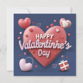 hart 3D met tekst Gelukkige Valentijnsdag Feestdagenkaart