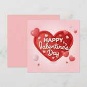 hart 3d met tekst Happy Valentine's Day Feestdagenkaart (Voorkant / Achterkant)