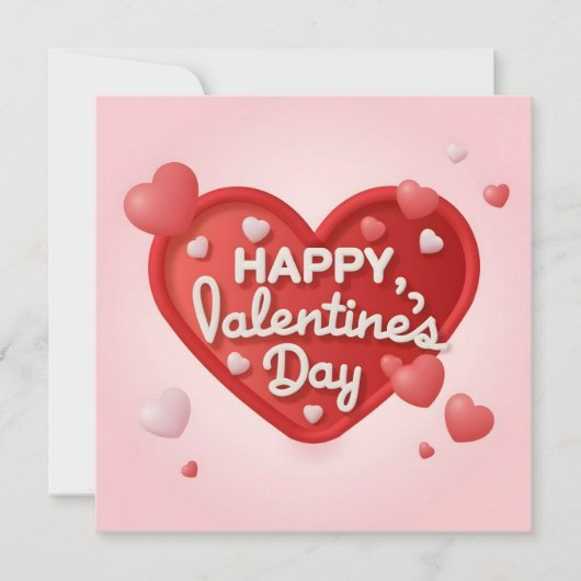 hart 3d met tekst Happy Valentine's Day Feestdagenkaart (Voorkant)