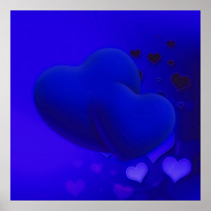 HART-629378 DE BLAUWE ACHTERGROND VAN HET BEHANG POSTER