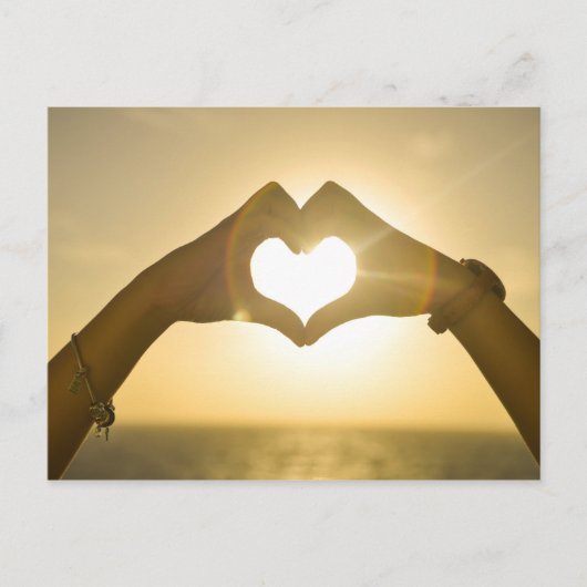 hart-642068. HEART HANDS SUNSET FOTOGRAPHY BACKG Briefkaart (Voorkant)