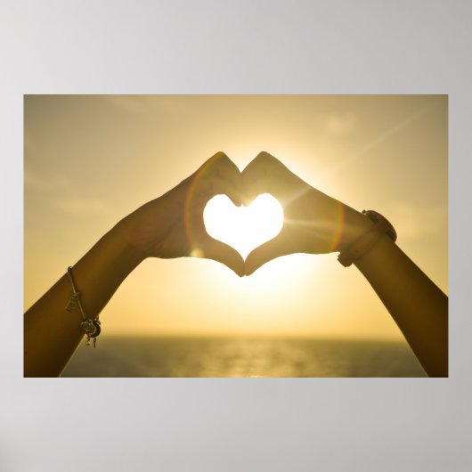 hart-642068. HEART HANDS SUNSET FOTOGRAPHY BACKG Poster (Voorkant)
