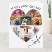 Hart 9 Foto Collage Wife Script Jubileum Kaart (Voorkant)