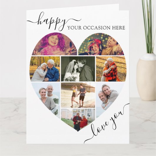 Hart 9 Fotocollage liefde Je script elke keer Kaart (Voorkant)
